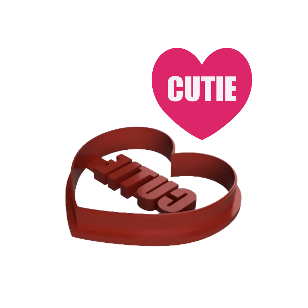 Cutie Embossed Heart Shaped Cookie Cutter
