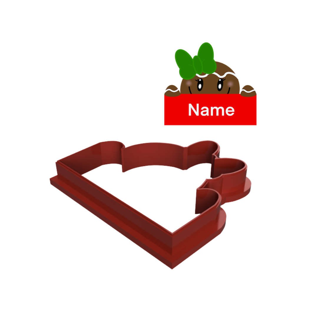 Gingerbread Girl Holding a Name Tag Cookie Cutter