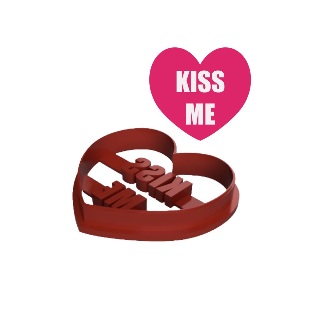 Kiss Me Embossed Heart Shaped Cookie Cutter