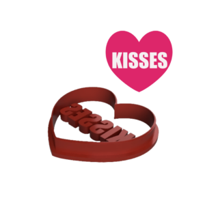 Kisses Embossed Heart Shaped Cookie Cutter