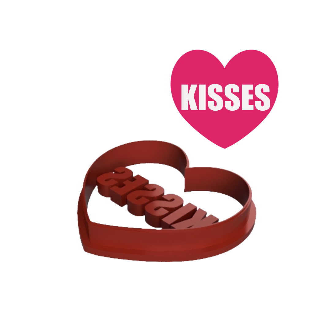 Kisses Embossed Heart Shaped Cookie Cutter