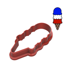 4th July Triple Scoop Ice Cream Cone Cookie Cutter