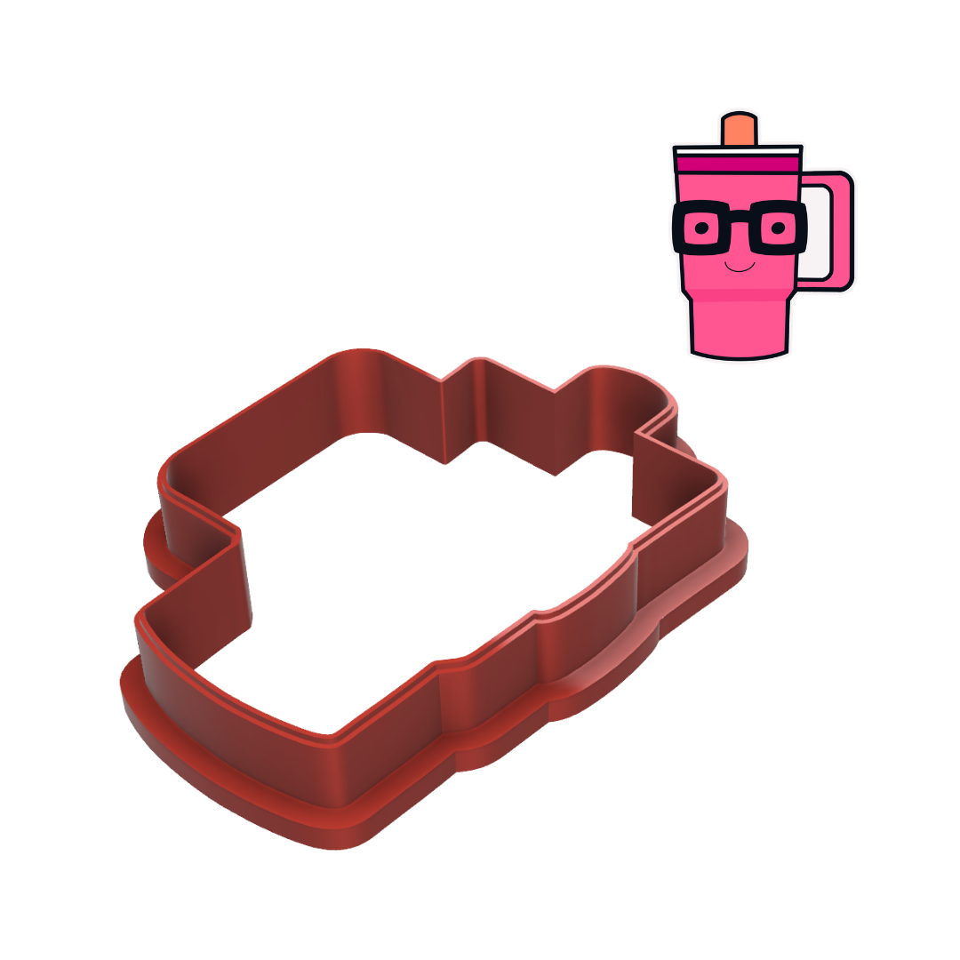 Pink Cup With Glasses Cookie Cutter